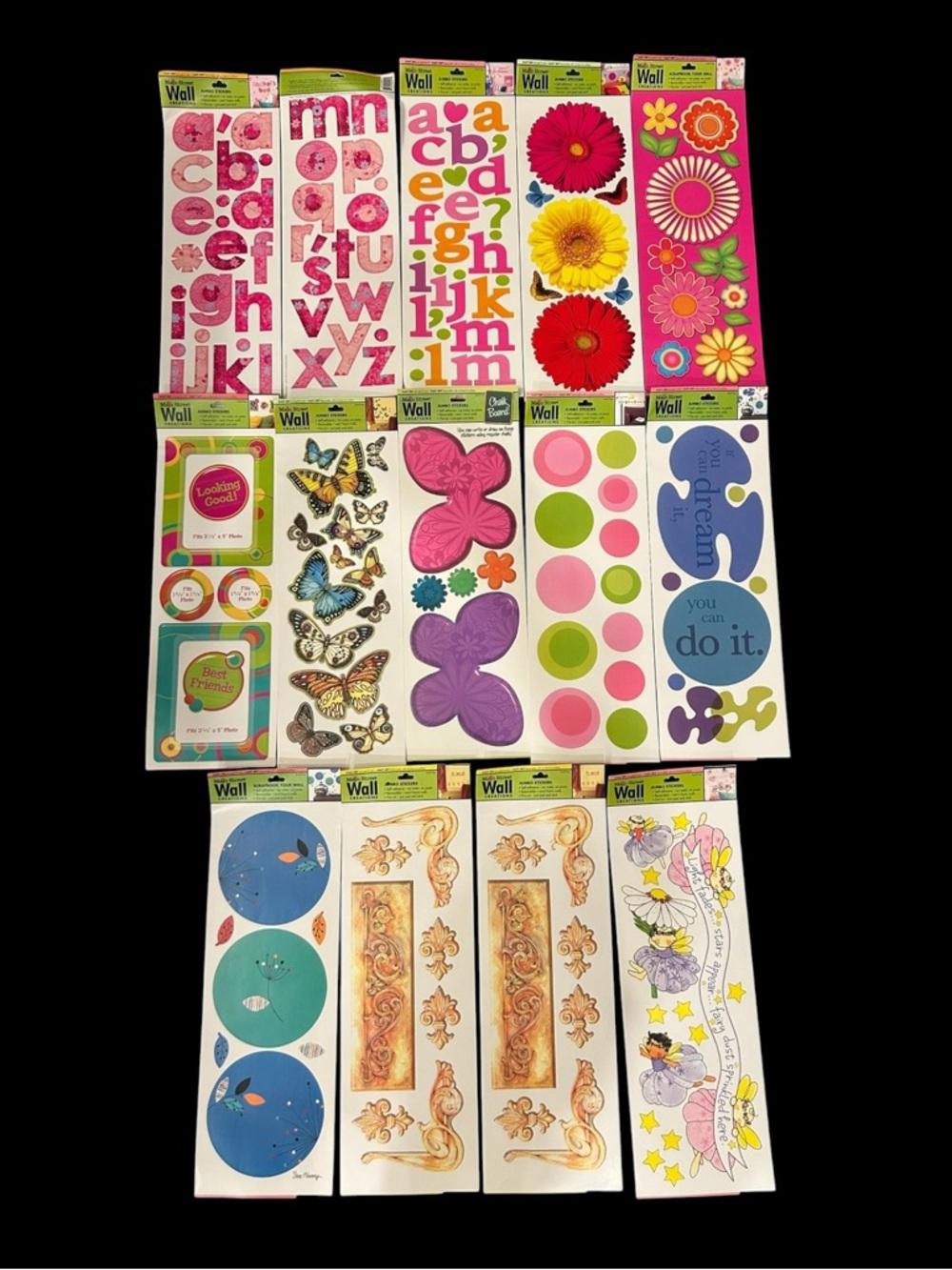 NEW Main Street Wall Creations Jumbo Stickers Lot of 14 Letters Flowers Words